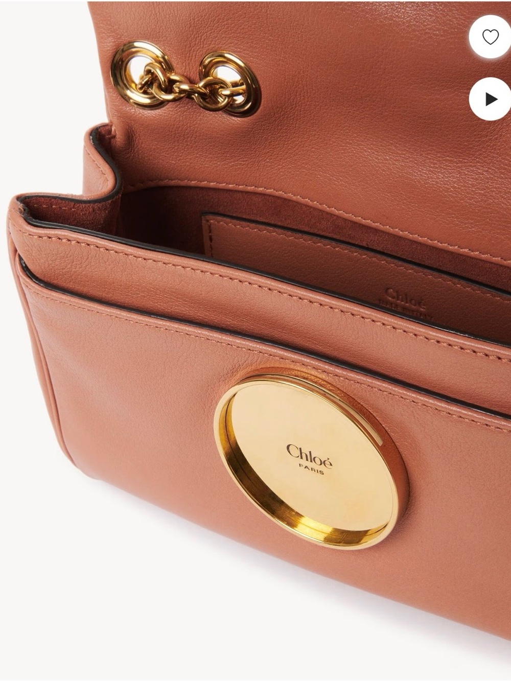 Chloé Heritage Shoulder Bag in Coral Orange Grained Leather - Picture 11 of 15